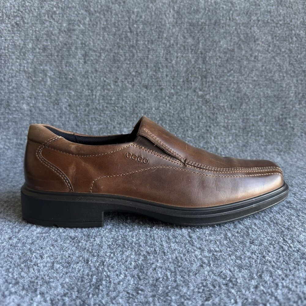 ECCO Helsinki Comfort Loafers Brown Leather Slip On Shoes Mens US 10 EU 44
